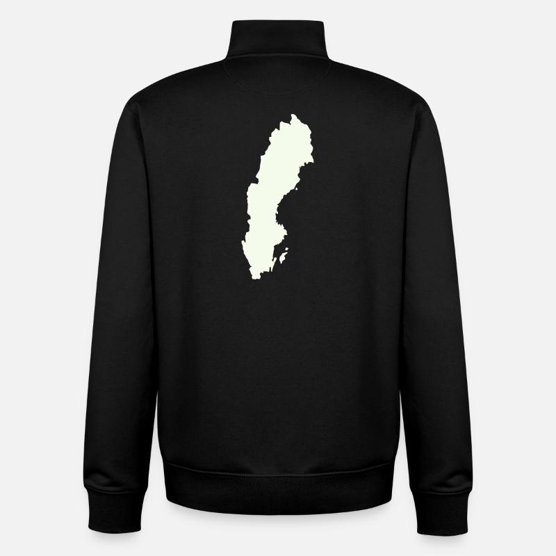 Imprimé silhouette suédoise - Sweat zippé unisexe en coton bio Stanley/Stella - noir