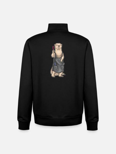 Peigne de coiffeur Otter - Sweat zippé unisexe en coton bio Stanley/Stella - noir