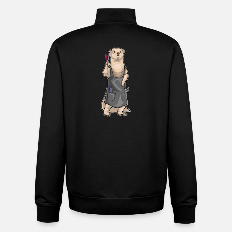 Peigne de coiffeur Otter - Sweat zippé unisexe en coton bio Stanley/Stella - noir