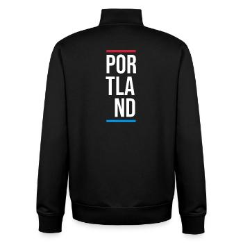 Portland USA City Vertikales Wortzeichen - Unisex Organic Zip Sweatshirt von Stanley/Stella - Schwarz - Hinten - AI Model Male 185 light (185cm)