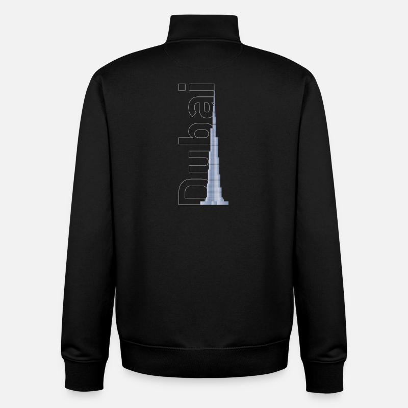 Silhouette de Dubaï – Burj Khalifa - Sweat zippé unisexe en coton bio Stanley/Stella - noir