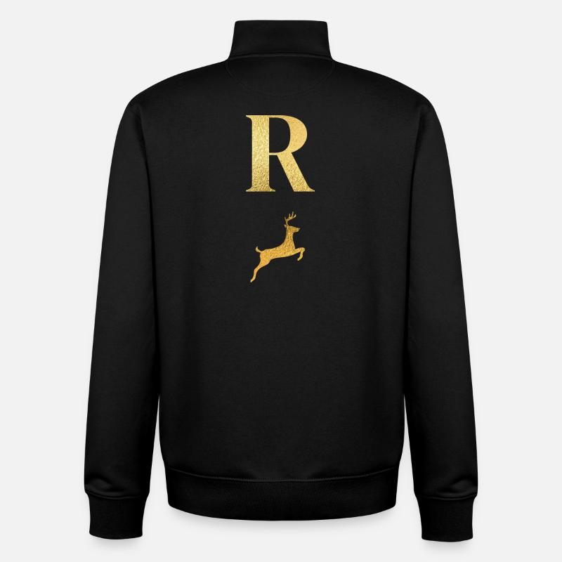 Buchstabe r goldener Hirsch - Geschenkidee - Unisex Organic Zip Sweatshirt von Stanley/Stella - Schwarz