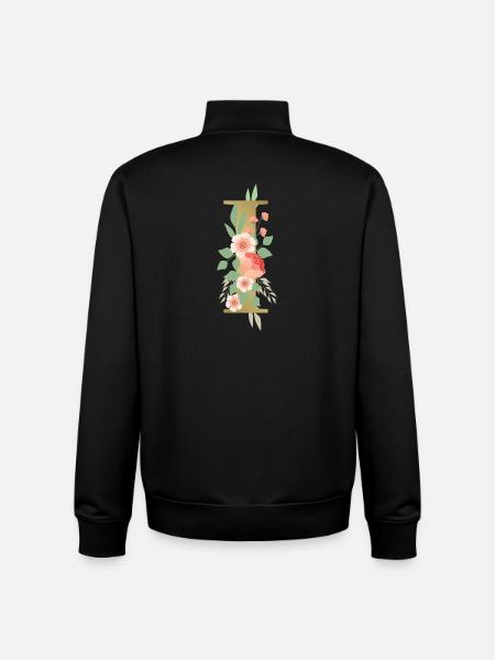 Elegant letter 'I' with flowers - Unisex Organic Zip Sweatshirt by Stanley/Stella - black