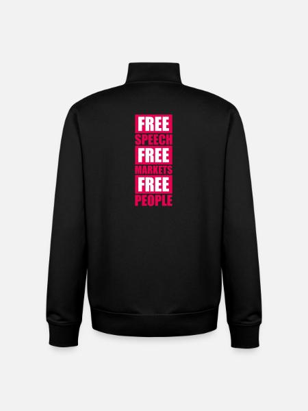 Mercati della libertà di parola, Popolari, Libertà Libertaria, Logo - Felpa unisex con zip in cotone biologico di Stanley/Stella - nero