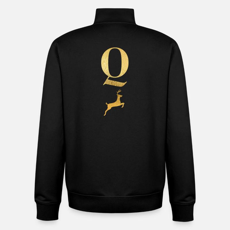 Buchstabe Q Goldener Hirsch - Geschenkidee - Unisex Organic Zip Sweatshirt von Stanley/Stella - Schwarz