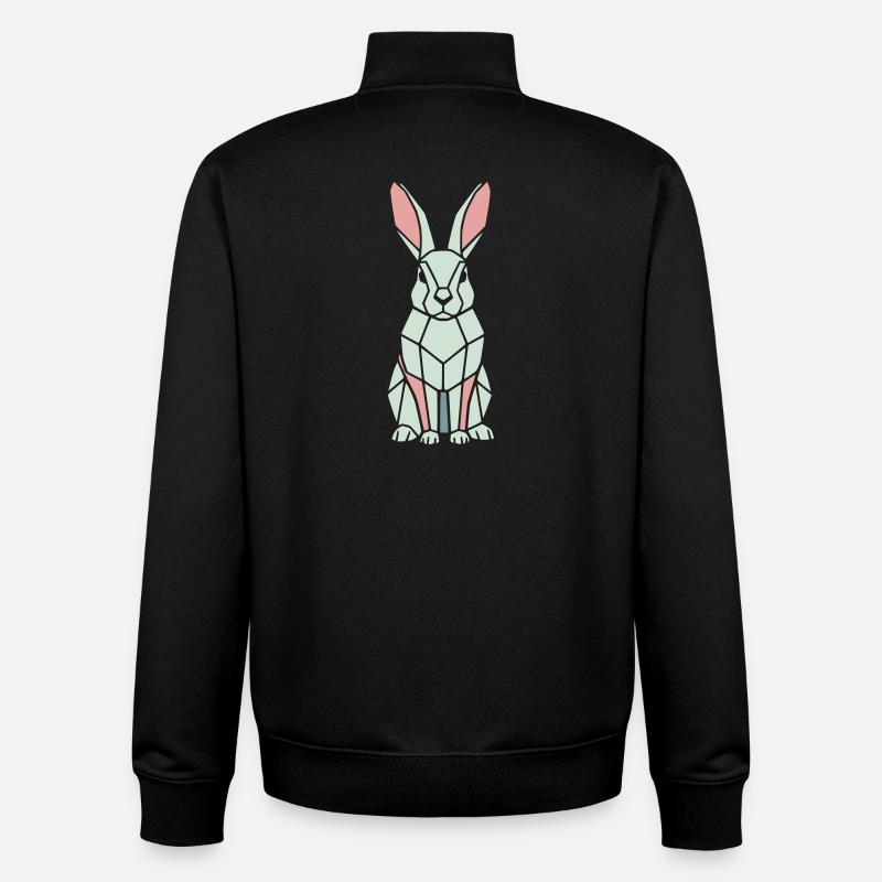 Geometric Bunny Low Poly Modern - Unisex Organic Zip Sweatshirt by Stanley/Stella - black