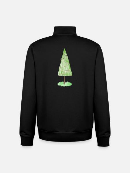 Festive Fir Ornaments Graphic - Unisex Organic Zip Sweatshirt by Stanley/Stella - black