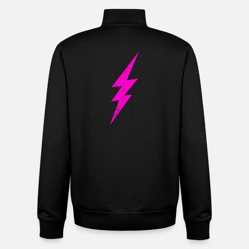 Leuchtender Pinker Blitz - Unisex Organic Zip Sweatshirt von Stanley/Stella - Schwarz
