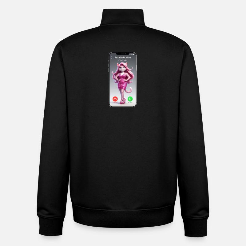 Chat Rose en appel - Sweat zippé unisexe en coton bio Stanley/Stella - noir