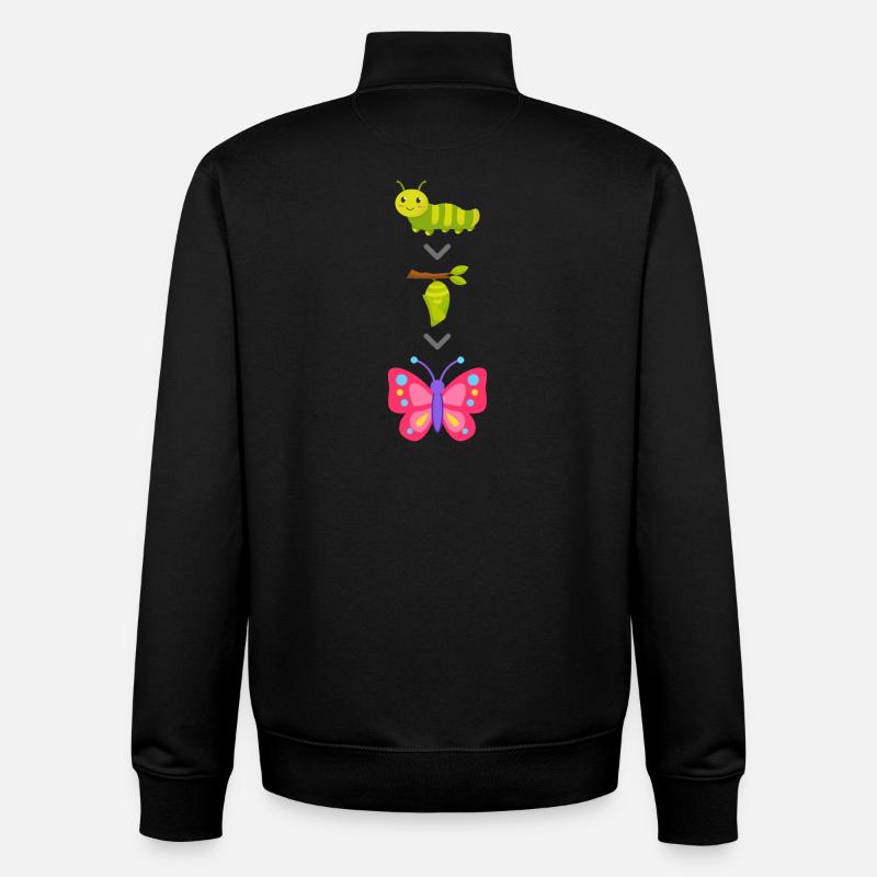 Transformation de chenille en papillon - Sweat zippé unisexe en coton bio Stanley/Stella - noir