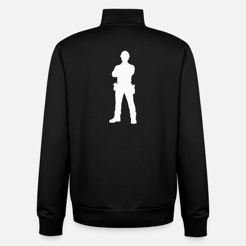 Construction Worker Construction Silhouette - Unisex Organic Zip Sweatshirt by Stanley/Stella - black