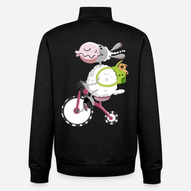 Mouton avec vélo - Sweat zippé unisexe en coton bio Stanley/Stella - noir