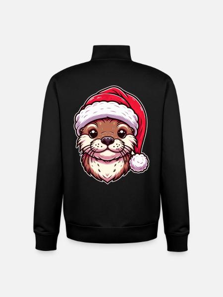 Christmas Otter Magic - Festive Design - Unisex Organic Zip Sweatshirt by Stanley/Stella - black