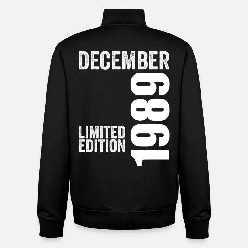 Cadeau Anniversaire Rétro - Décembre 1989 - Sweat zippé unisexe en coton bio Stanley/Stella - noir