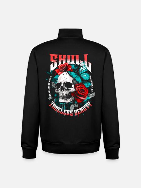 Skull Skull Butterfly Rose Flower - Unisex Organic Zip Sweatshirt by Stanley/Stella - black