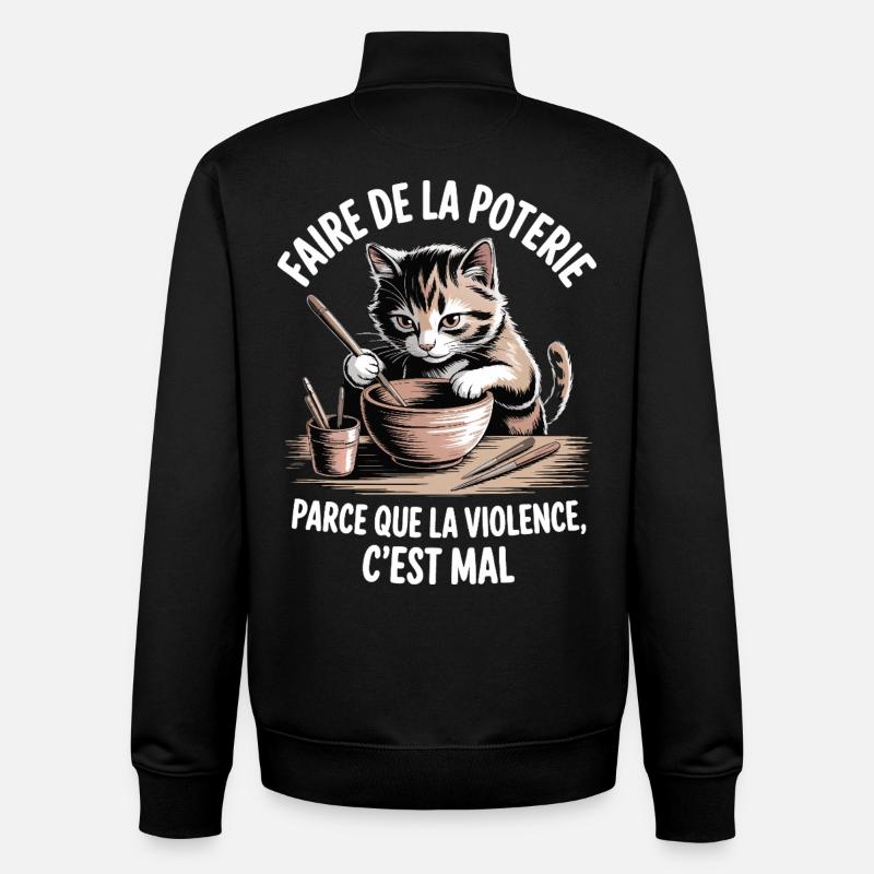 Pottery, because violence is bad - Unisex Organic Zip Sweatshirt by Stanley/Stella - black
