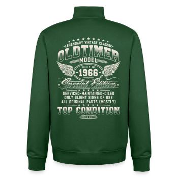 Cadeau d’anniversaire vintage Car 1966 Vintage 60e - Sweat zippé unisexe en coton bio Stanley/Stella - vert bouteille - Dos - AI Model Male 185 dark (185cm)
