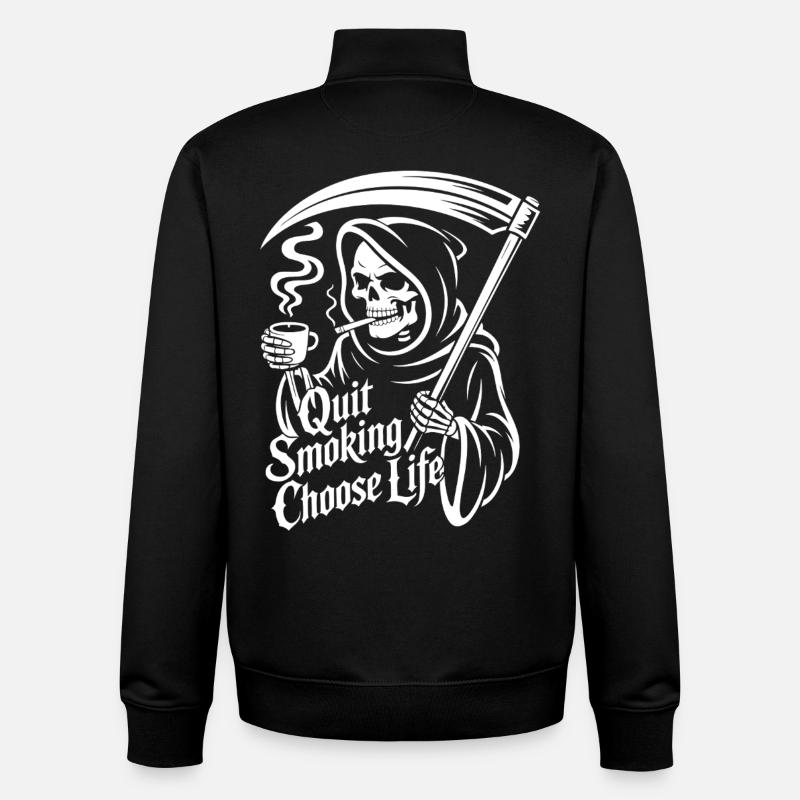 Quit smoking Grim Reaper - Unisex Organic Zip Sweatshirt by Stanley/Stella - black