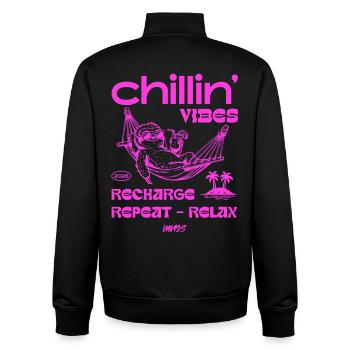Chillin Vibes Hammock Neon Pink - Unisex Organic Zip Sweatshirt von Stanley/Stella - Schwarz - Hinten - AI Model Male 185 light (185cm)