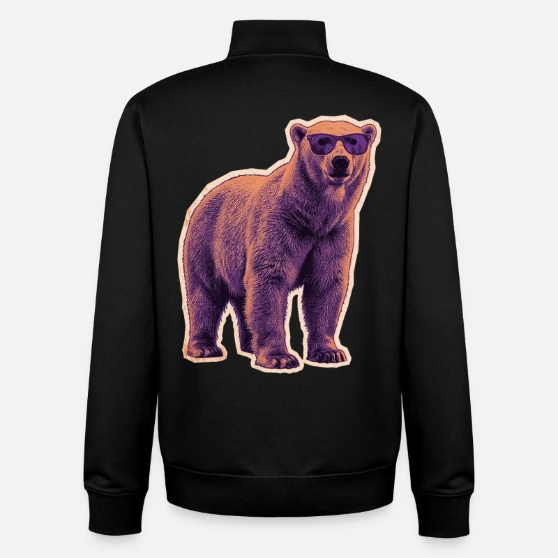 Summer Polar Bear Sunglasses - Unisex Organic Zip Sweatshirt by Stanley/Stella - black