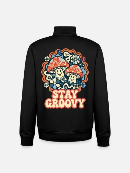 Stay Groovy Retro Pilze - Unisex Organic Zip Sweatshirt von Stanley/Stella - Schwarz