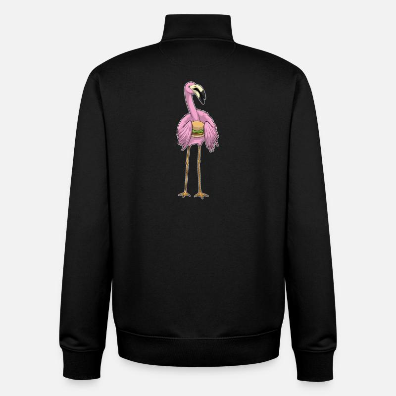 Flamingo Cheeseburger - Unisex Organic Zip Sweatshirt by Stanley/Stella - black