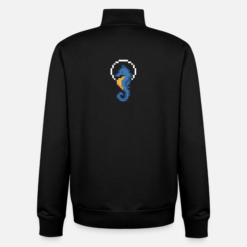 Seahorse Pixel Blue - Unisex Organic Zip Sweatshirt by Stanley/Stella - black