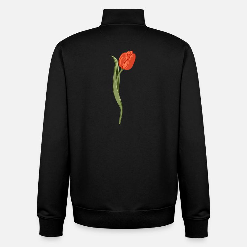 Lebendige rote Tulpe Illustration - Unisex Organic Zip Sweatshirt von Stanley/Stella - Schwarz