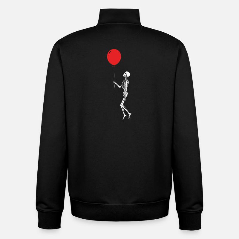 Skeleton with Red Balloon - Unisex Organic Zip Sweatshirt by Stanley/Stella - black