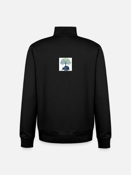 Sleeper cat under tree swirl - Unisex Organic Zip Sweatshirt by Stanley/Stella - black