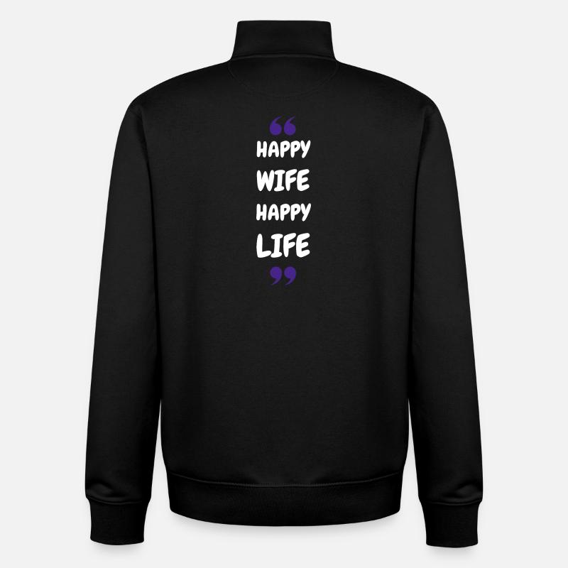 Femme Heureuse Vie Heureuse - Sweat zippé unisexe en coton bio Stanley/Stella - noir