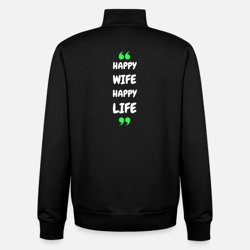 Femme Heureuse Vie Heureuse - Sweat zippé unisexe en coton bio Stanley/Stella - noir
