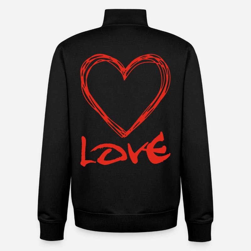 red graffiti heart - Unisex Organic Zip Sweatshirt by Stanley/Stella - black