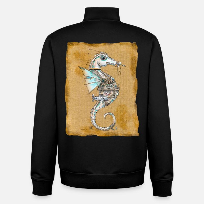 Hippocampe Abyss'patrol by .Némo - Sweat zippé unisexe en coton bio Stanley/Stella - noir