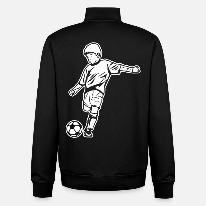 Dessin de garçon de football - Sweat zippé unisexe en coton bio Stanley/Stella - noir