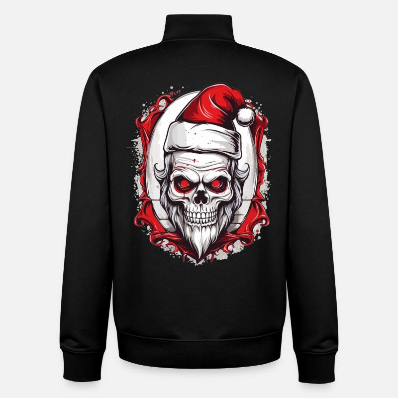 Crâne Père Noël - Sweat zippé unisexe en coton bio Stanley/Stella - noir