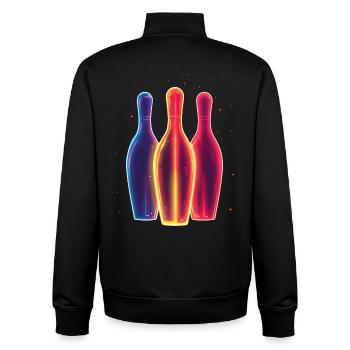 90s Bowling - Unisex Organic Zip Sweatshirt by Stanley/Stella - black - Back - AI Model Male 185 light (185cm)