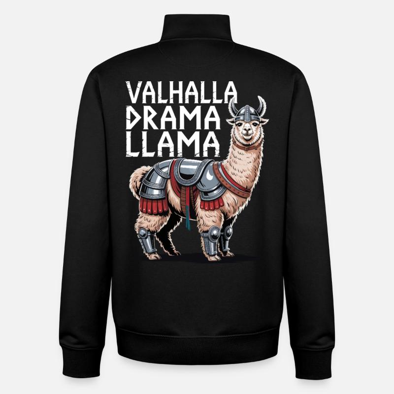 Valhalla Drame Lama - Sweat zippé unisexe en coton bio Stanley/Stella - noir