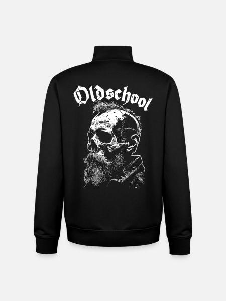 Old School Beard Skull Portrait - Unisex Organic Zip Sweatshirt by Stanley/Stella - black