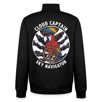 Parrot Captain Cloud Sky Navigator - Unisex Organic Zip Sweatshirt by Stanley/Stella - black - Back - AI Model Male 185 light (185cm)