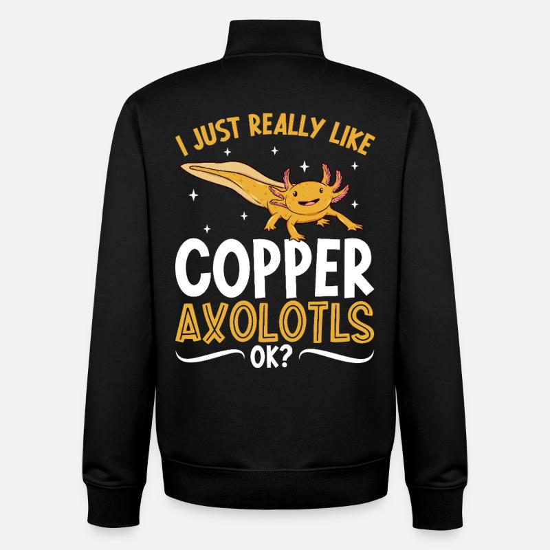 J’adore mon Axolotl cuivré - Sweat zippé unisexe en coton bio Stanley/Stella - noir