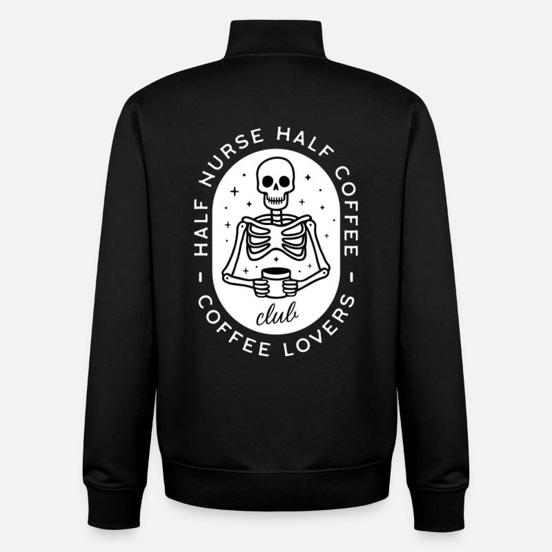 Krankenschwester Kaffee pflegt dunklen Humor-Skelett - Unisex Organic Zip Sweatshirt von Stanley/Stella - Schwarz