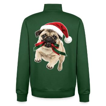 Carlin de Noël joueur - Sweat zippé unisexe en coton bio Stanley/Stella - vert bouteille - Dos - AI Model Male 185 dark (185cm)