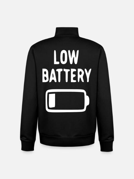 Low battery humor design - Unisex Organic Zip Sweatshirt by Stanley/Stella - black