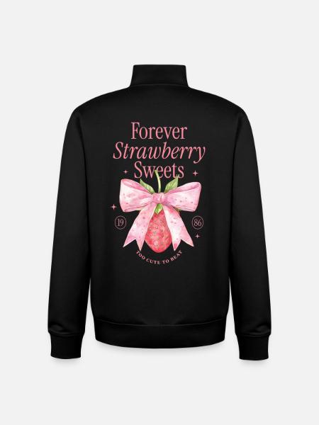 Coquette Bow fraise millésime - Sweat zippé unisexe en coton bio Stanley/Stella - noir