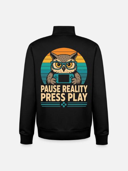 Pause Reality Press Play Gamer Eule - Unisex Organic Zip Sweatshirt von Stanley/Stella - Schwarz
