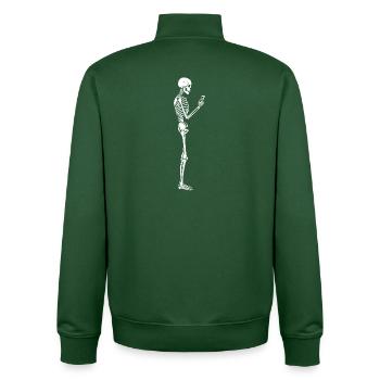 Lustiges Skelett mit Smartphone-Texten - Unisex Organic Zip Sweatshirt von Stanley/Stella - Flaschengrün - Hinten - AI Model Male 185 dark (185cm)