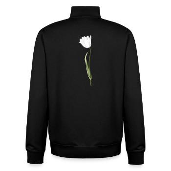Elegant floral motif in white - Unisex Organic Zip Sweatshirt by Stanley/Stella - black - Back - AI Model Male 185 light (185cm)