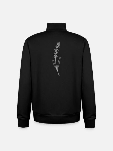 Lavender Line Drawing - Unisex Organic Zip Sweatshirt by Stanley/Stella - black