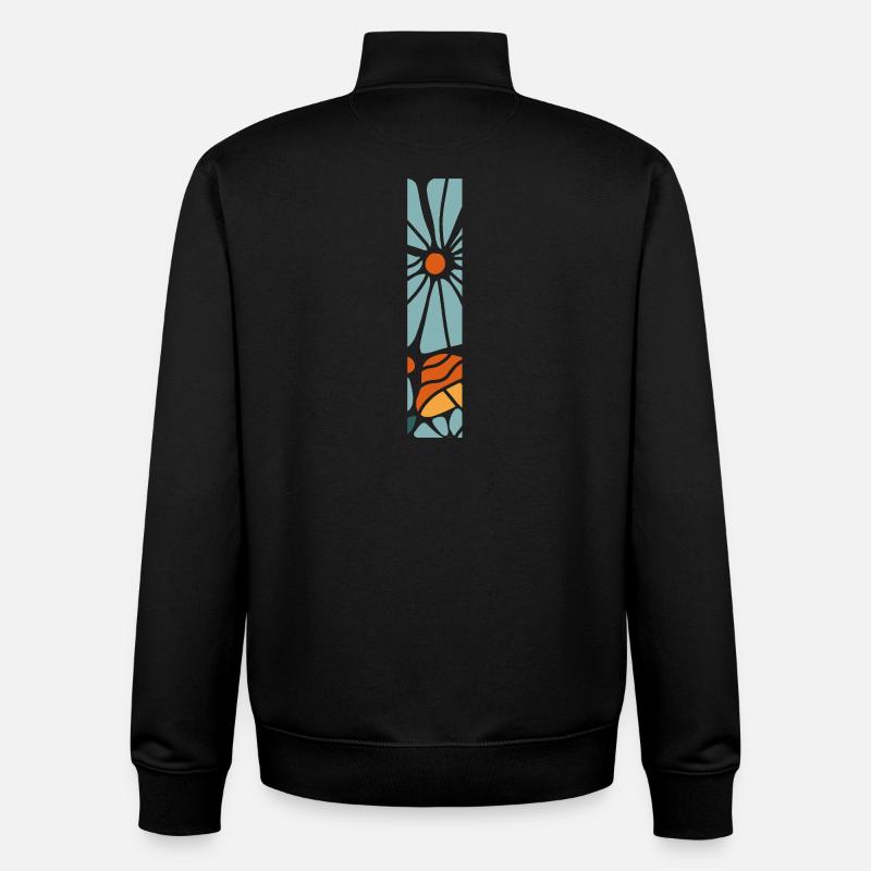 Lettre i fleurs groovy idée cadeau  - Sweat zippé unisexe en coton bio Stanley/Stella - noir